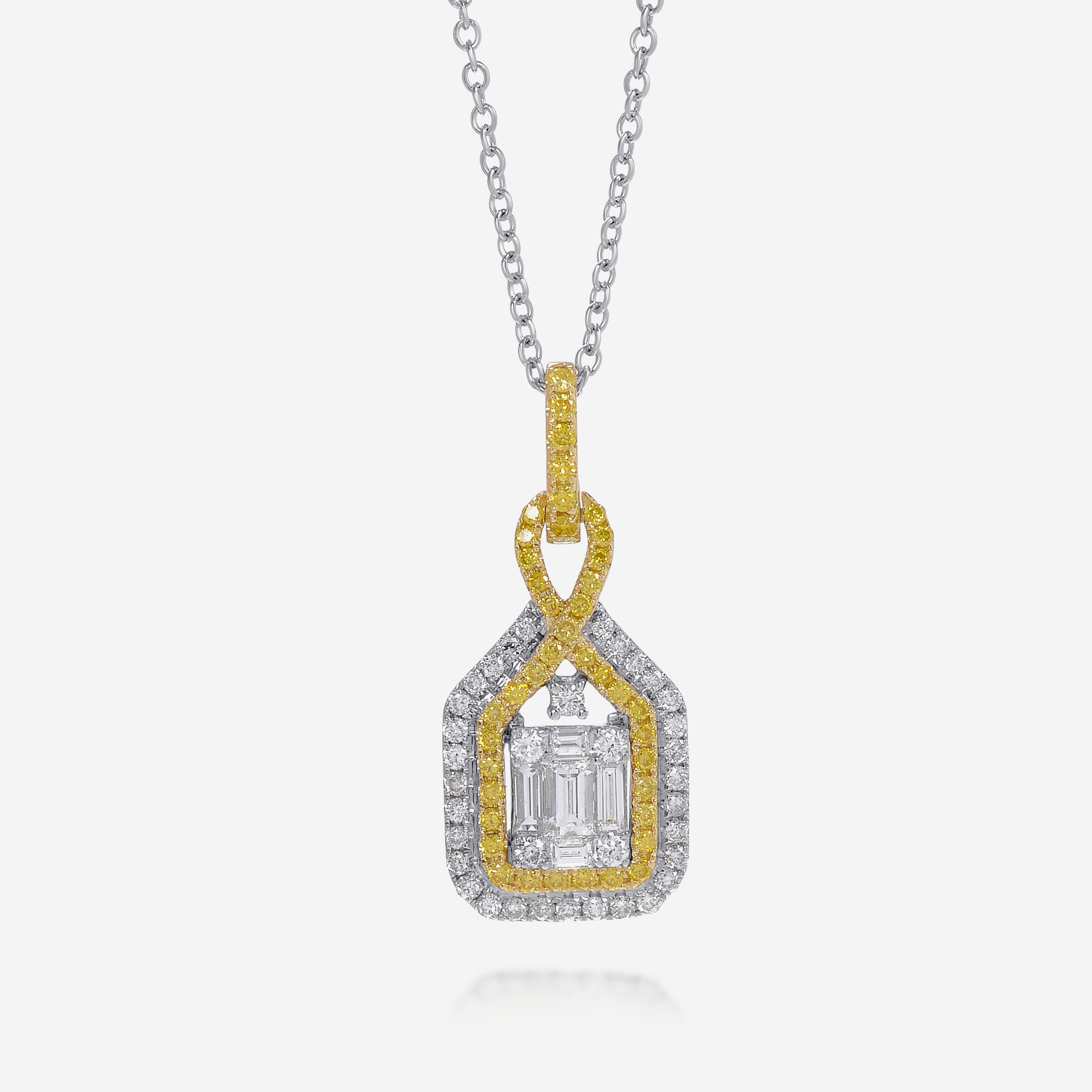 Gregg Ruth 14K White and Yellow Gold, White Diamond 0.47ct. tw. and Fancy Yellow Diamond Pendant Necklace 47285 - THE SOLIST