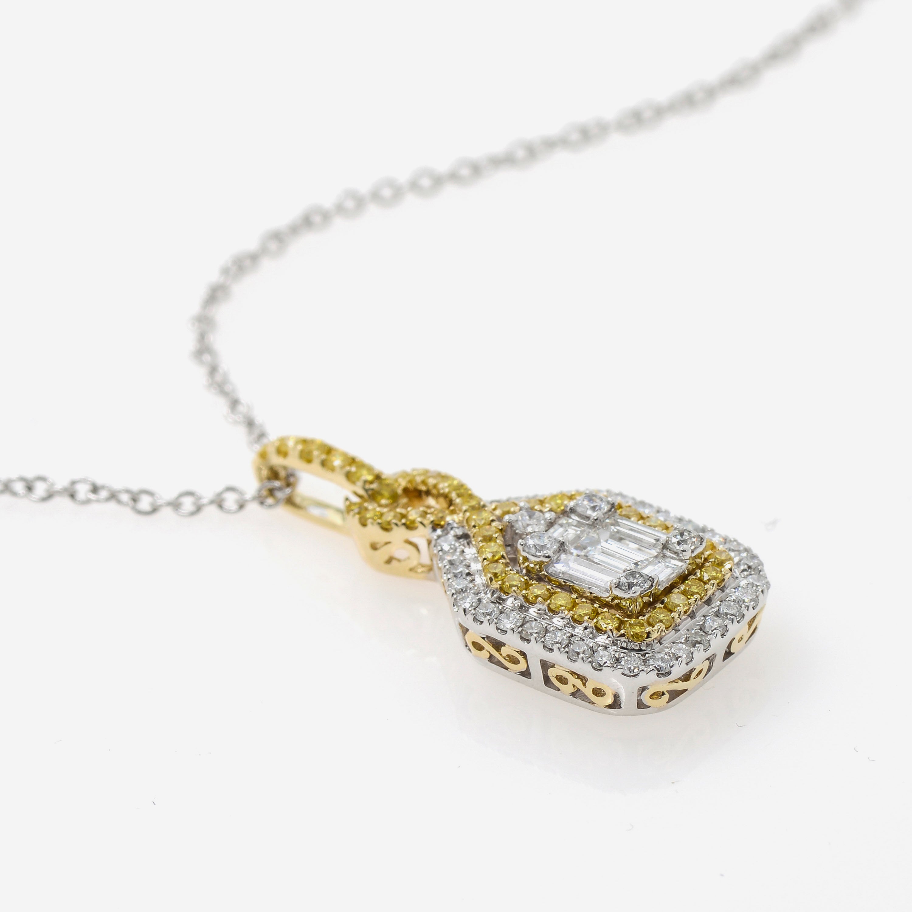 Gregg Ruth 14K White and Yellow Gold, White Diamond 0.47ct. tw. and Fancy Yellow Diamond Pendant Necklace 47285 - THE SOLIST