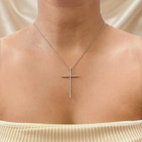 Crivelli 18K White Gold Diamond Cross Pendant Necklace 047639