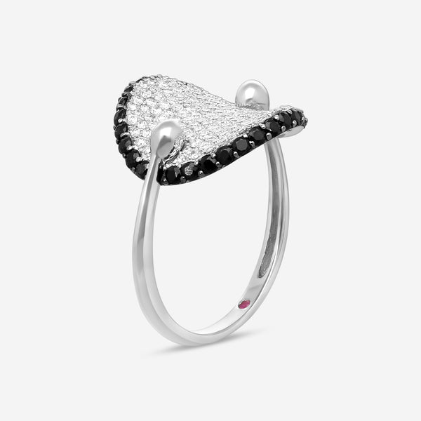 Roberto Coin Fantasia 18K White Gold Diamond & Black Sapphire Ring Sz. 6.5 48811