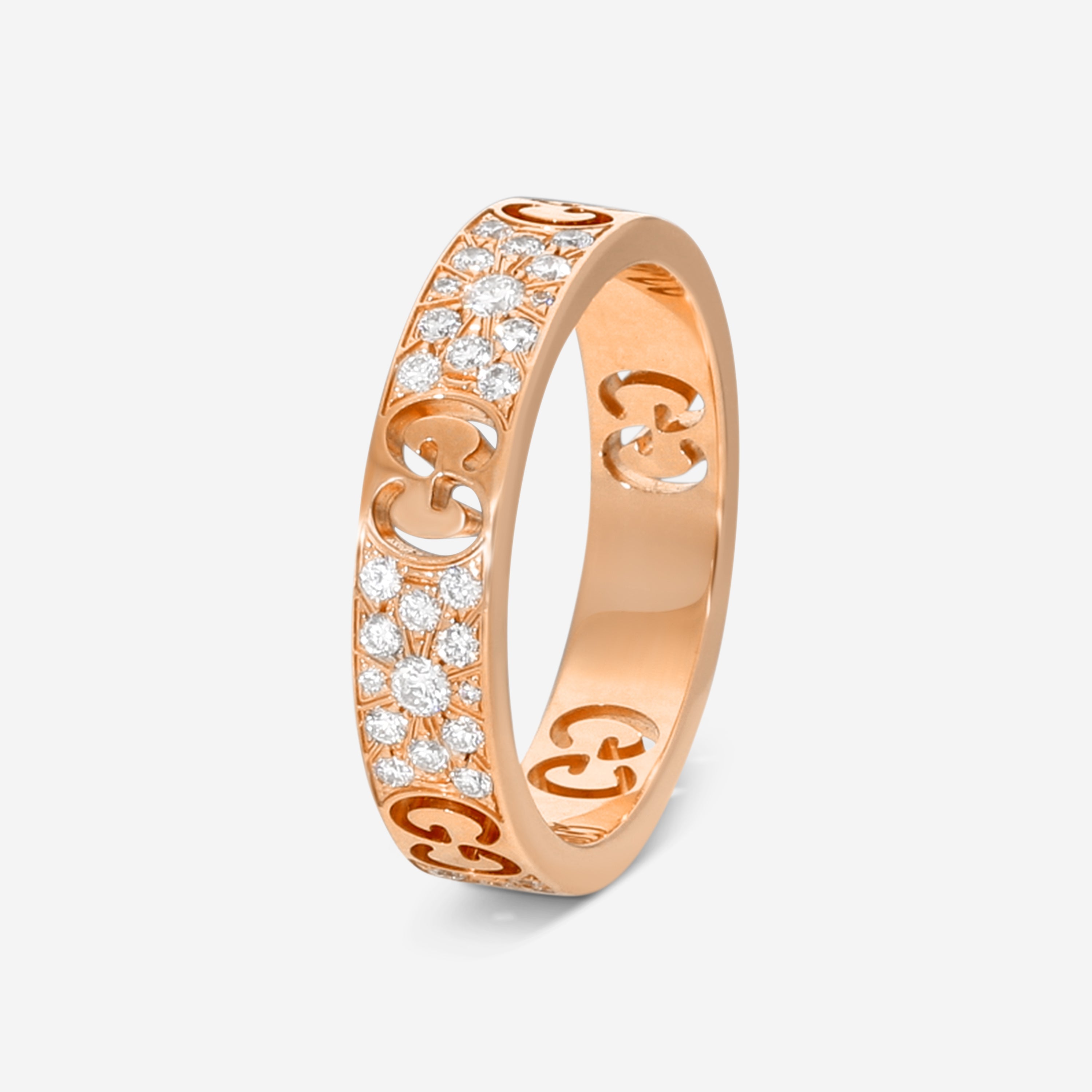 Gucci Icon 18K Rose Gold & Diamond Band Ring YBC729415001 MSRP $5,200 - THE SOLIST