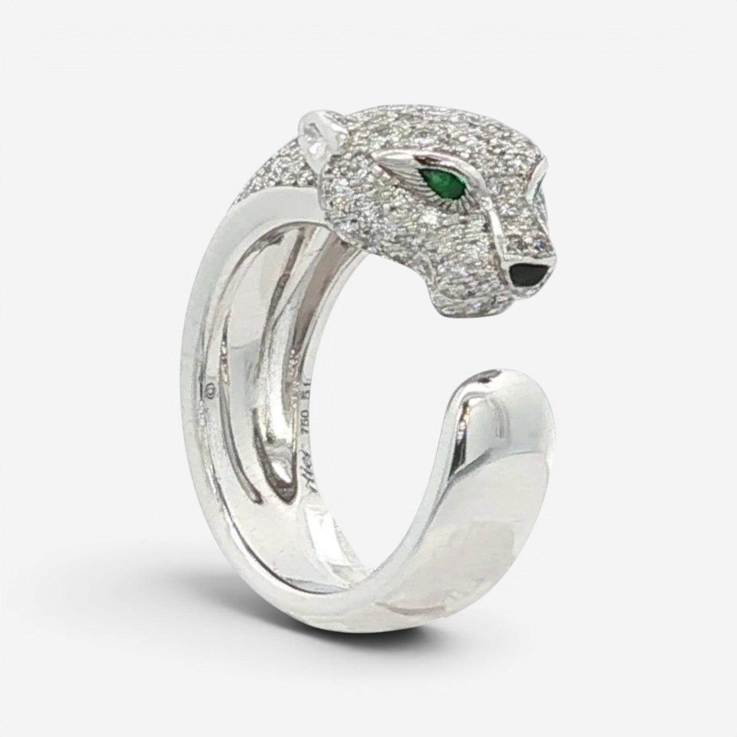 Cartier Panthère de Cartier Medium 18K White Gold Open Ring Sz. 5.5 48823F/N4224