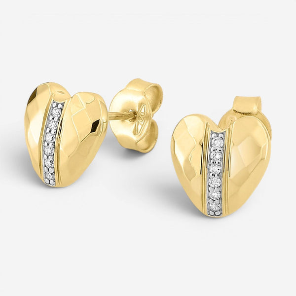 Morganne Bello Infinite Love 18K Yellow Gold Diamond HearStud Earrings 49YL128D