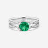 Gregg Ruth 18K White Gold Diamond & Green Sapphire Split Shank Ring Sz. 6.5 4F03