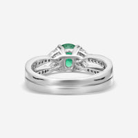 Gregg Ruth 18K White Gold Diamond & Green Sapphire Split Shank Ring Sz. 6.5 4F03