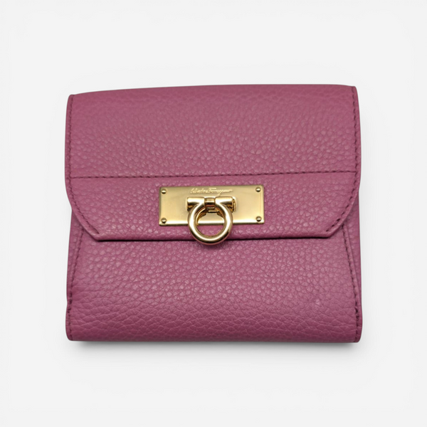 Salvatore Ferragamo Gancini Pink Leather Bifold Wallet 627819