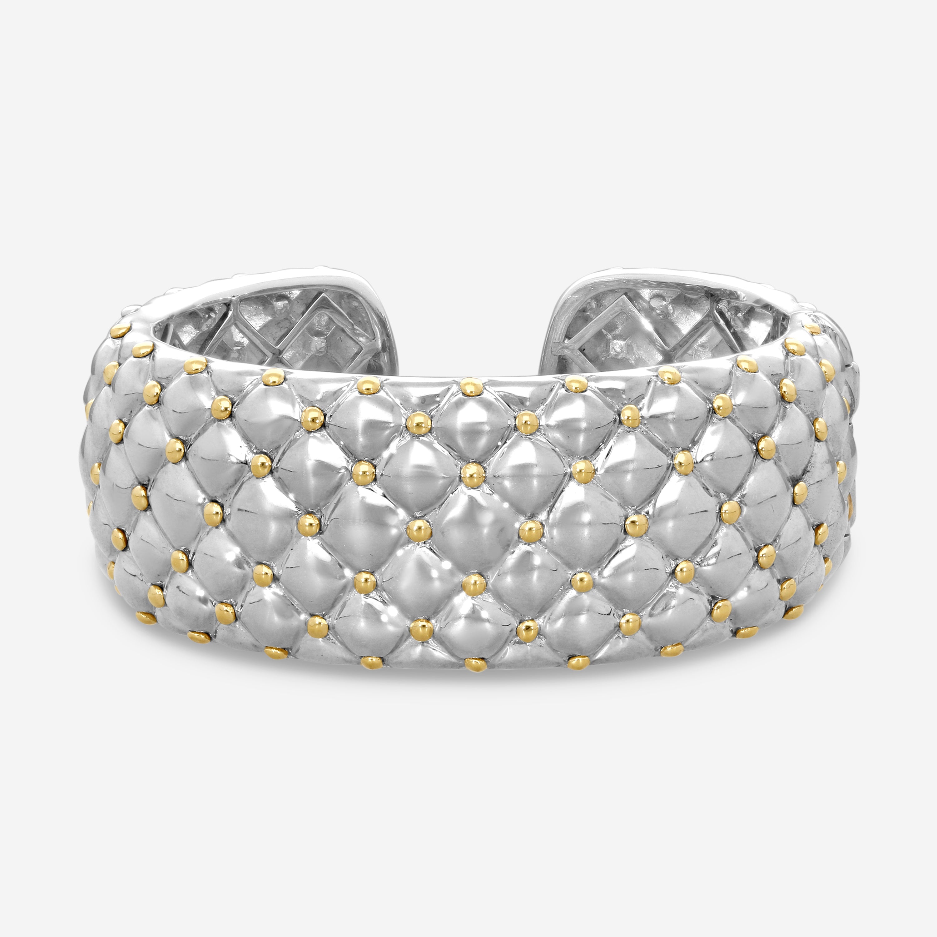 Charles Krypell Sterling Silver and 18K Yellow Gold Wide Cuff Bracelet 5-6902-TFSG