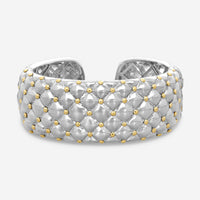 Charles Krypell Sterling Silver and 18K Yellow Gold Wide Cuff Bracelet 5-6902-TFSG