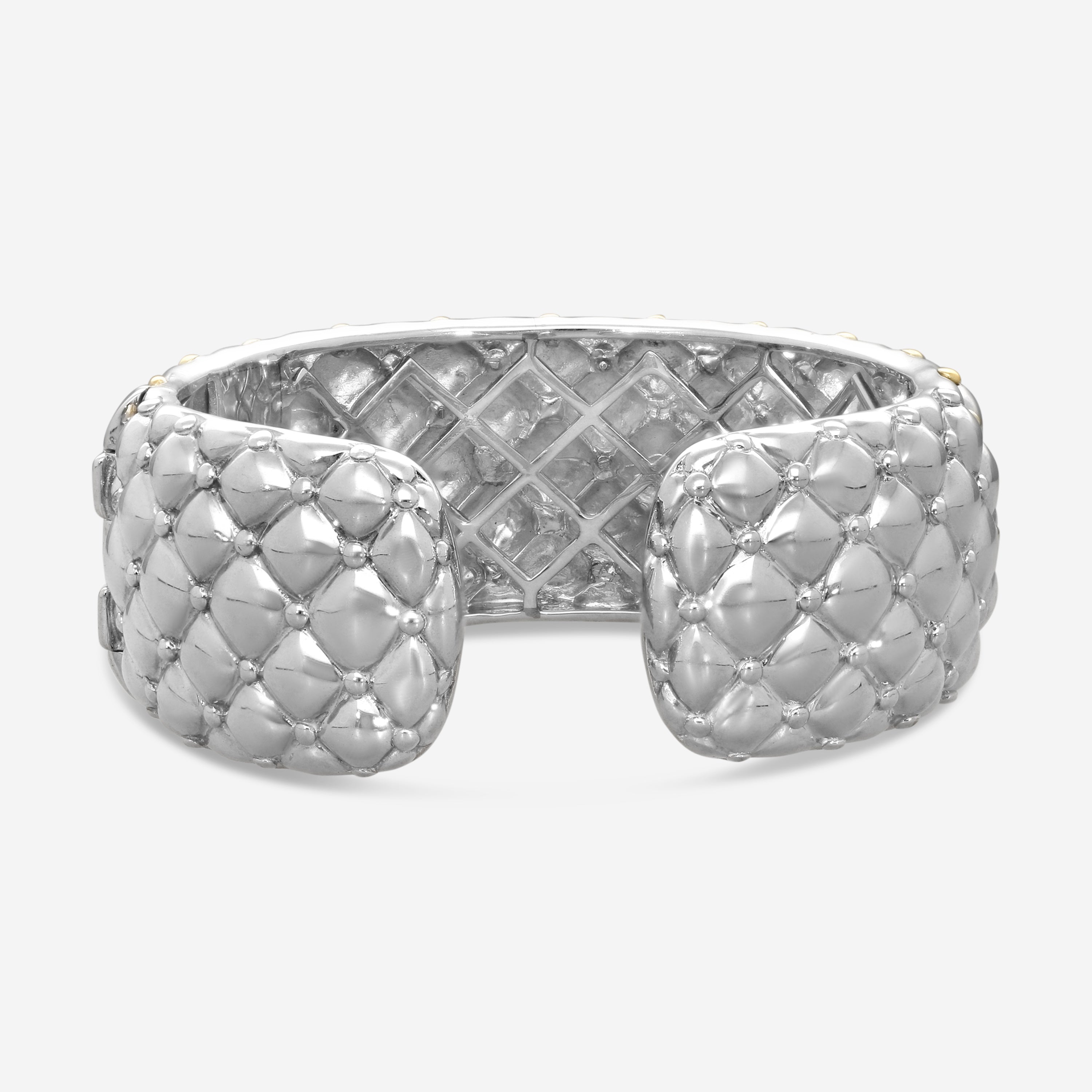 Charles Krypell Sterling Silver and 18K Yellow Gold Wide Cuff Bracelet 5-6902-TFSG