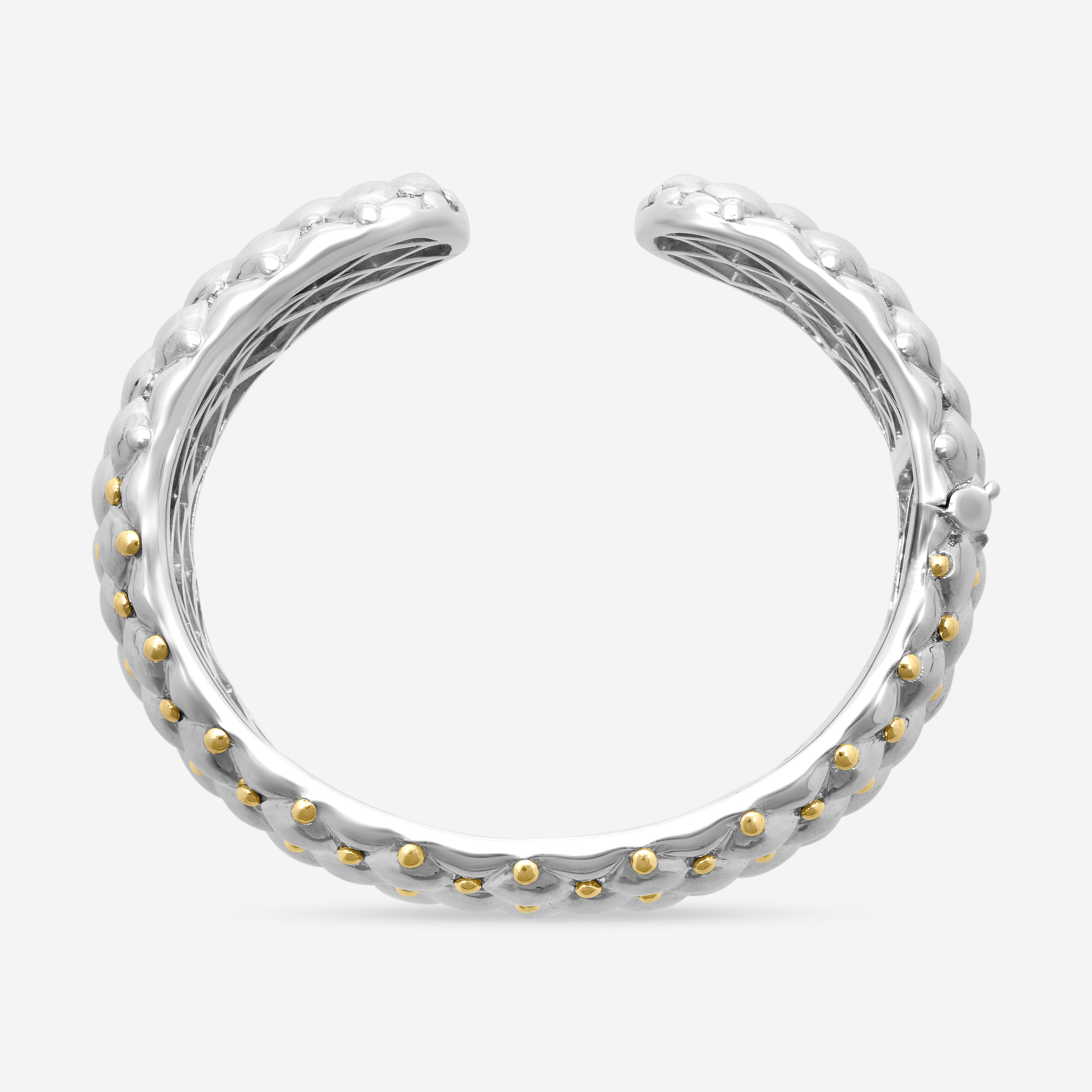 Charles Krypell Sterling Silver and 18K Yellow Gold Wide Cuff Bracelet 5-6902-TFSG