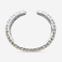 Charles Krypell Sterling Silver and 18K Yellow Gold Wide Cuff Bracelet 5-6902-TFSG