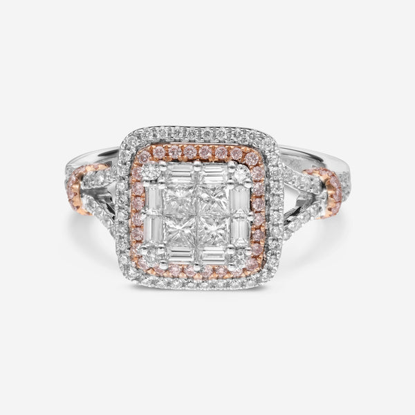 Gregg Ruth 18K Gold, White Diamond 0.88ct. tw. and Pink Diamond Engagement Ring Sz. 6.5 50097