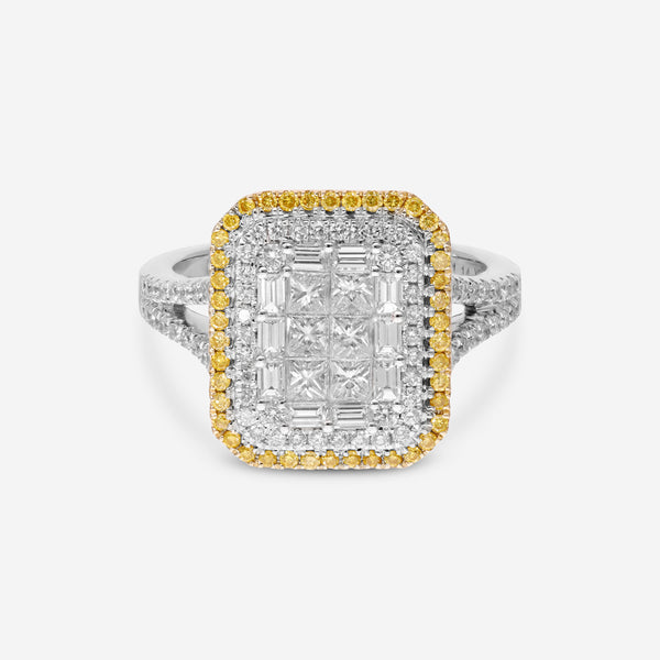 Gregg Ruth 14K White and Yellow Gold, White Diamond 1.15ct. tw. and Fancy Yellow Diamond Engagement Ring