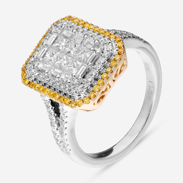 Gregg Ruth 14K White and Yellow Gold, White Diamond 1.15ct. tw. and Fancy Yellow Diamond Engagement Ring - THE SOLIST