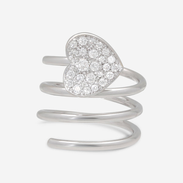 Zydo 18K White Gold Diamond Heart Coil Ring VIS122