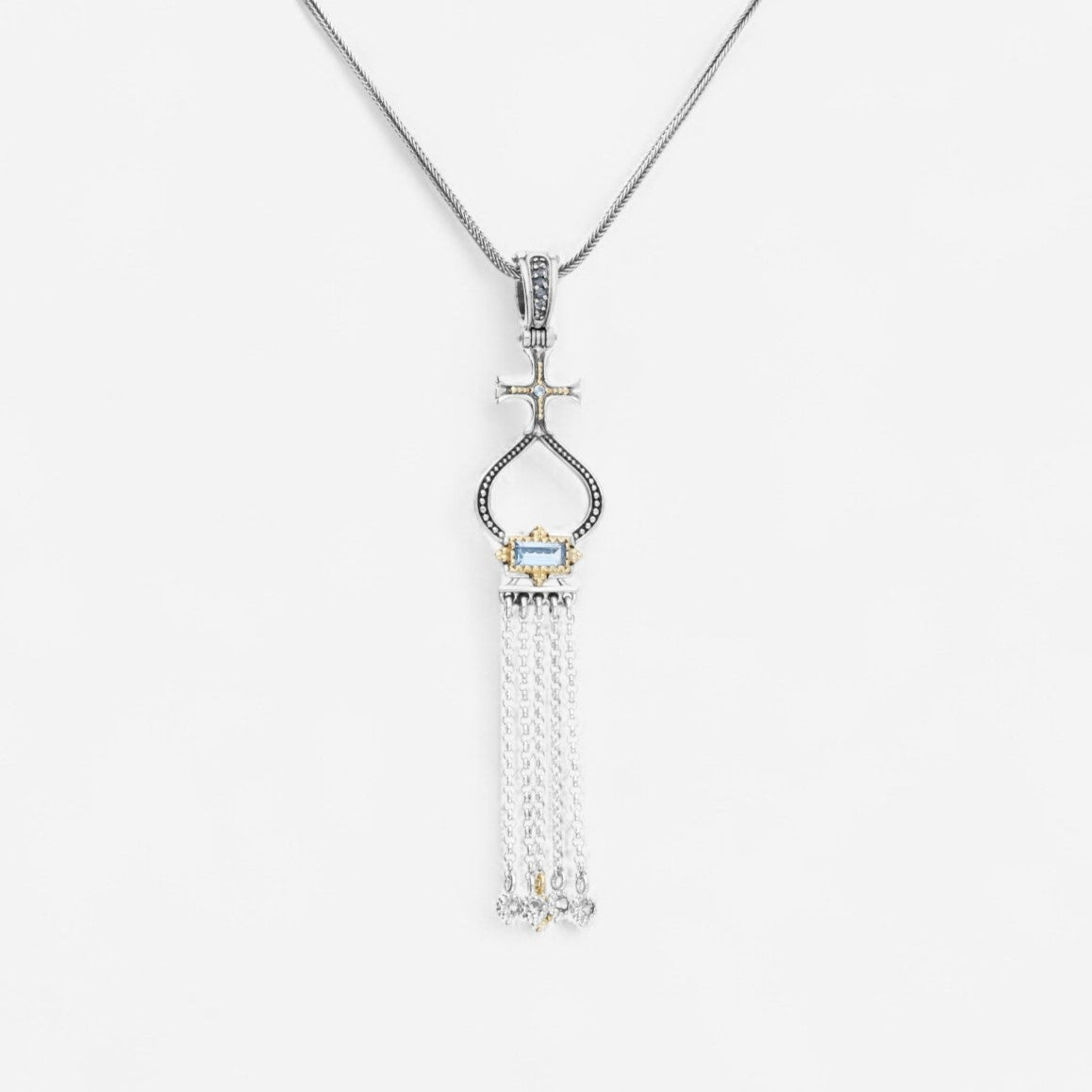 Konstantino Dome Sterling Silver & 18K Yellow Gold Blue Spinel Pendant MEKJ735-478 - THE SOLIST