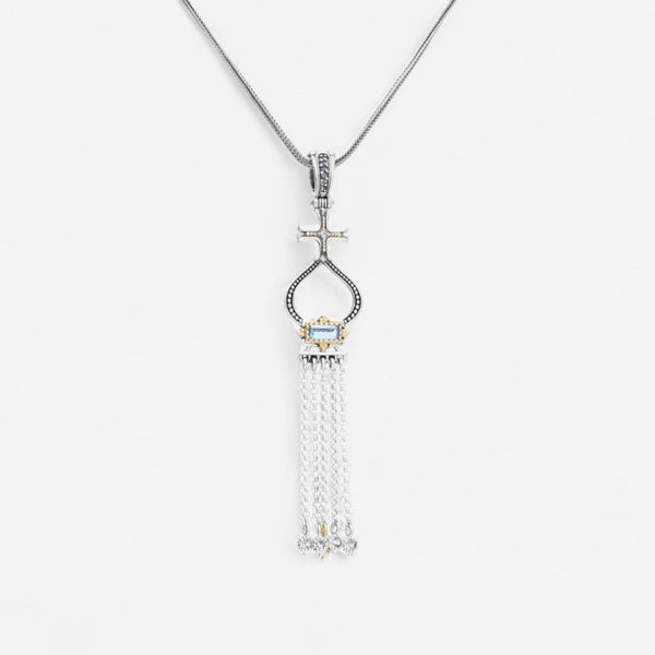 Konstantino Dome Sterling Silver & 18K Yellow Gold Blue Spinel Pendant MEKJ735-478 - THE SOLIST