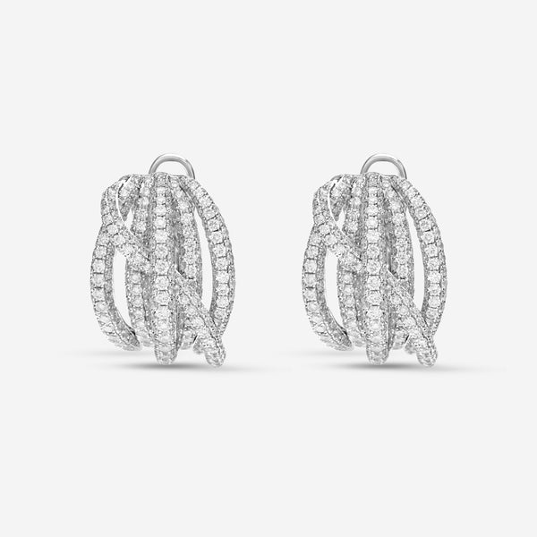 Roberto Coin 18K White Gold Diamond 4.87ct.tw. Pave Crossover Earrings 518206AWERX0