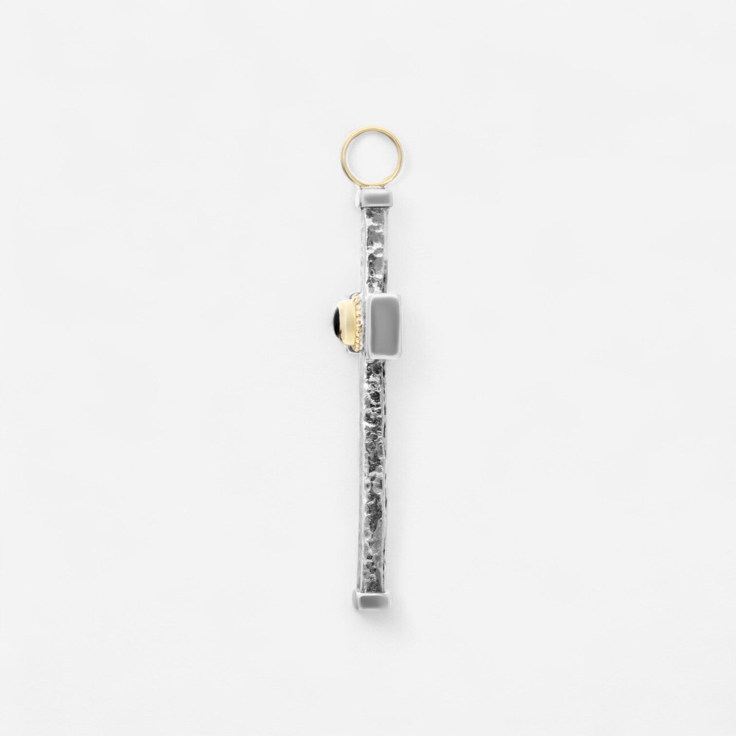 Konstantino 18K Yellow Gold & Sterling Silver Onyx Hammered Cross Pendant STKJ163-130-120