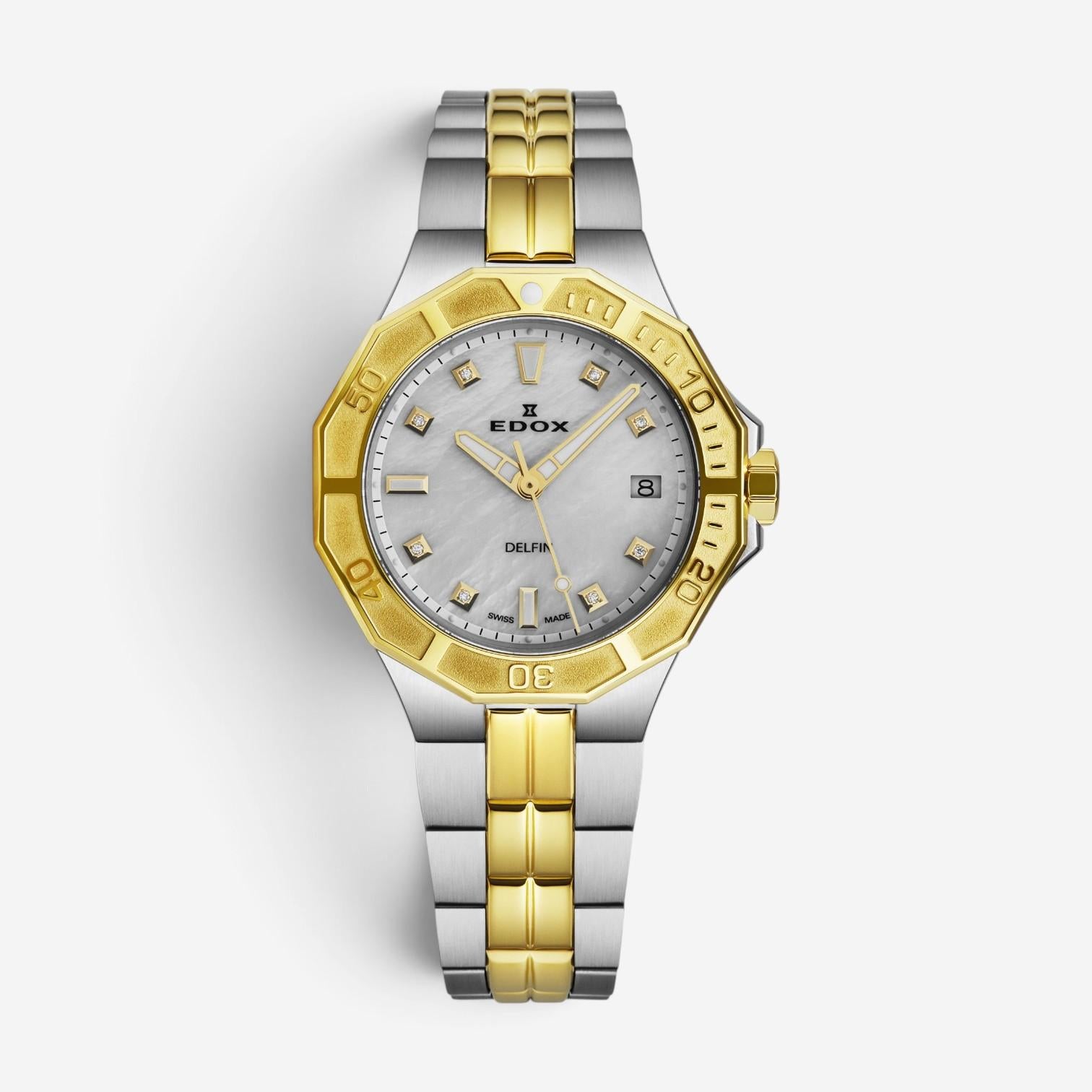 Edox Delfin Stainless Steel Diamond Quartz Ladies Watch 53020-357JM-NADD