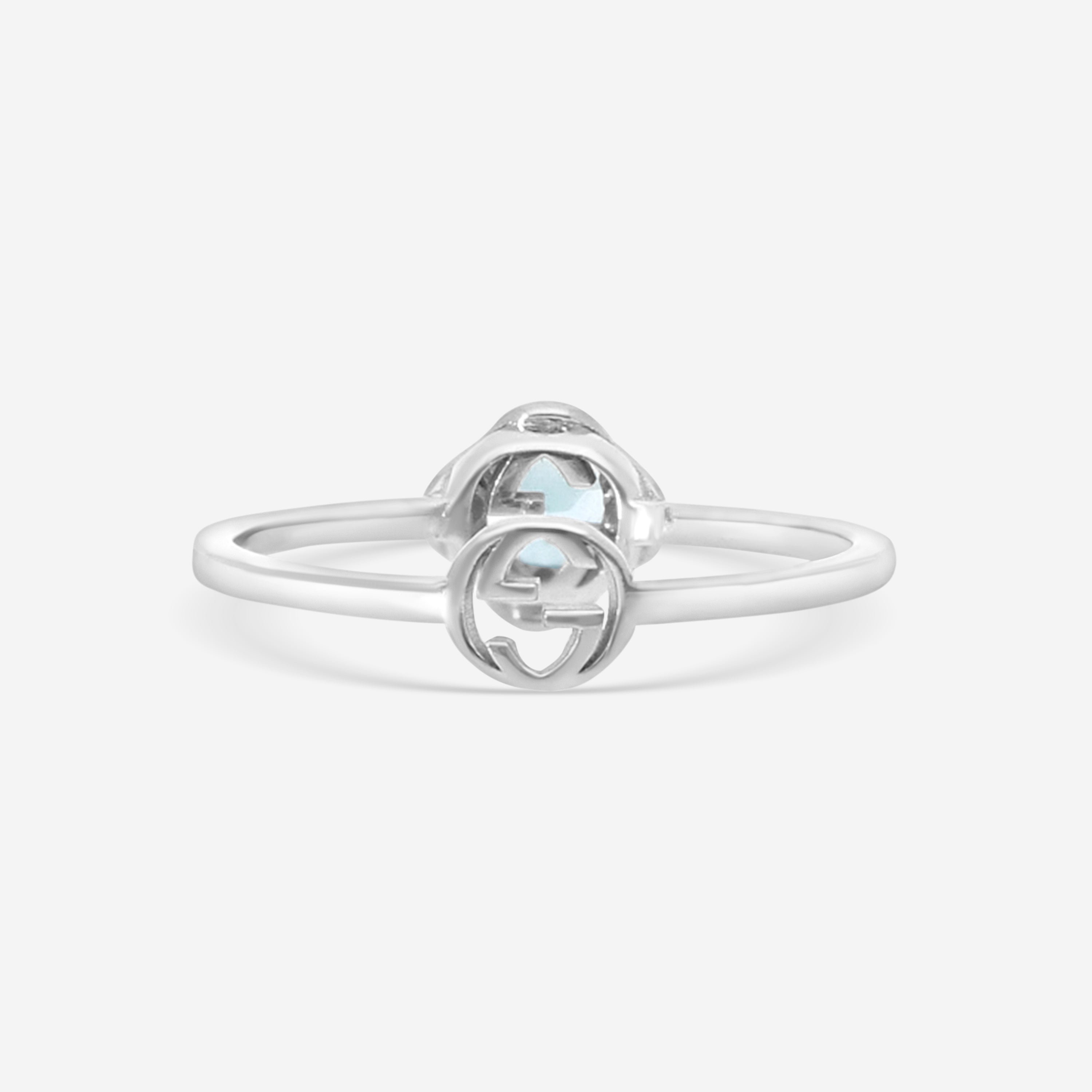 Gucci 18K White Gold Interlocking G & Topaz Ring YBC6624280040 MSRP $890 - THE SOLIST