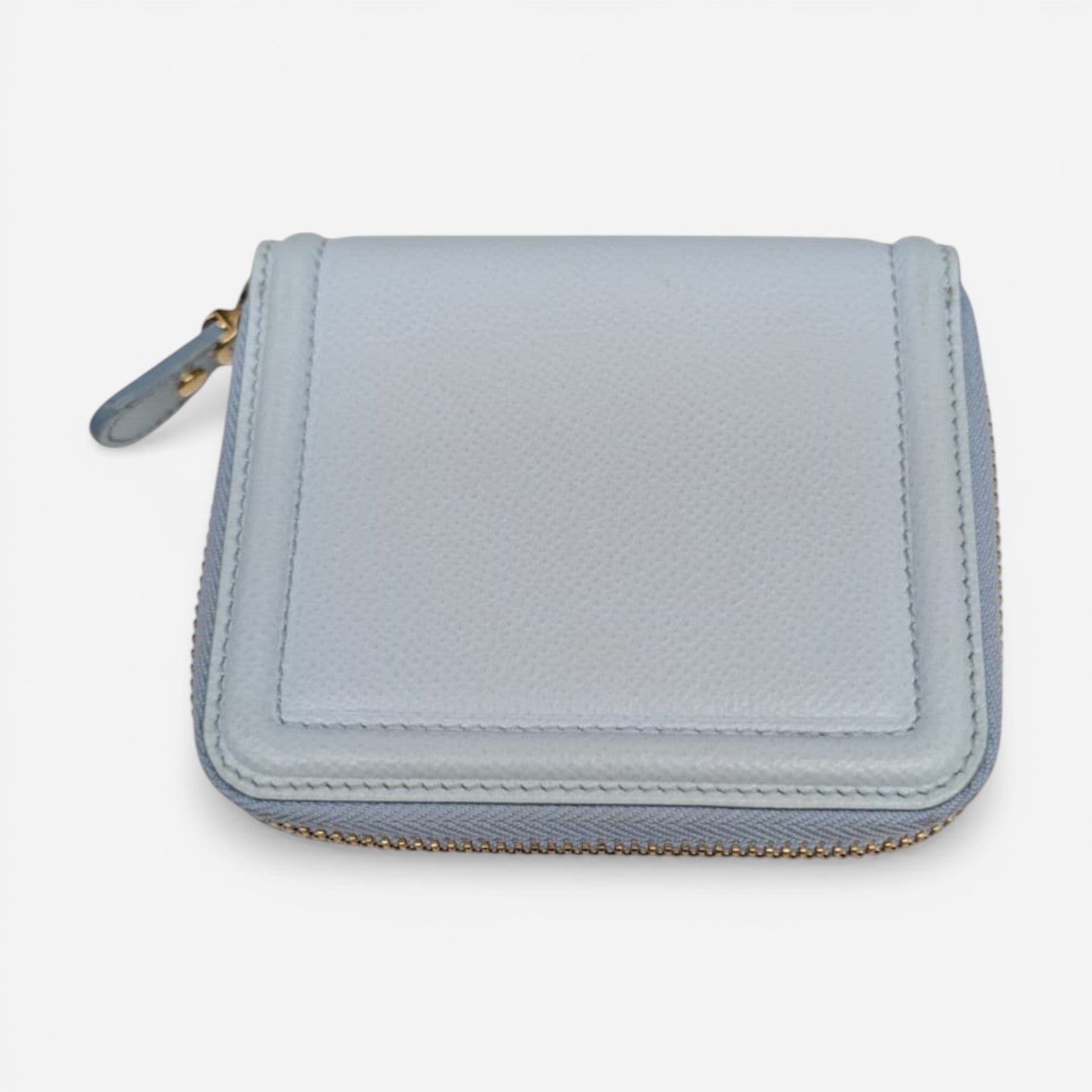 Salvatore Ferragamo Vara 683545 Light Blue Leather Compact Wallet MSRP $595 - THE SOLIST