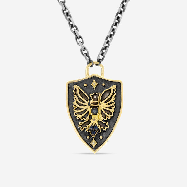 Armenta Romero 18K Yellow Gold Blackened Sterling Silver Multistone Pendant Necklace 17793