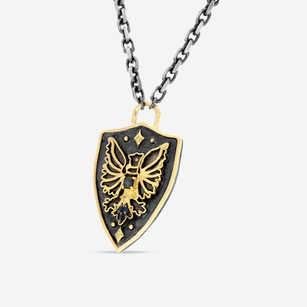 Armenta Romero 18K Yellow Gold Blackened Sterling Silver Multistone Pendant Necklace 17793