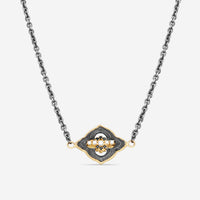 Armenta 18K Yellow Gold, Blackened Sterling Silver Multistone Station Necklace 19528