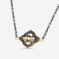 Armenta 18K Yellow Gold, Blackened Sterling Silver Multistone Station Necklace 19528