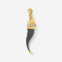 Armenta Old World 18K Yellow Gold & Blackened Sterling Silver Rainbow Moonstone & Diamond Horn Enhancer 01110