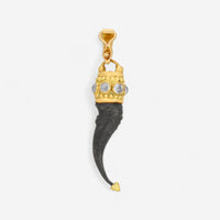 Armenta Old World 18K Yellow Gold & Blackened Sterling Silver Rainbow Moonstone & Diamond Horn Enhancer 01110