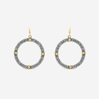 Armenta Old World 18K Yellow Gold & Grey Sterling Silver Champagne Diamond Hoop Earrings 16493 - THE SOLIST