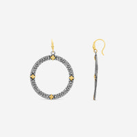 Armenta Old World 18K Yellow Gold & Grey Sterling Silver Champagne Diamond Hoop Earrings 16493 - THE SOLIST