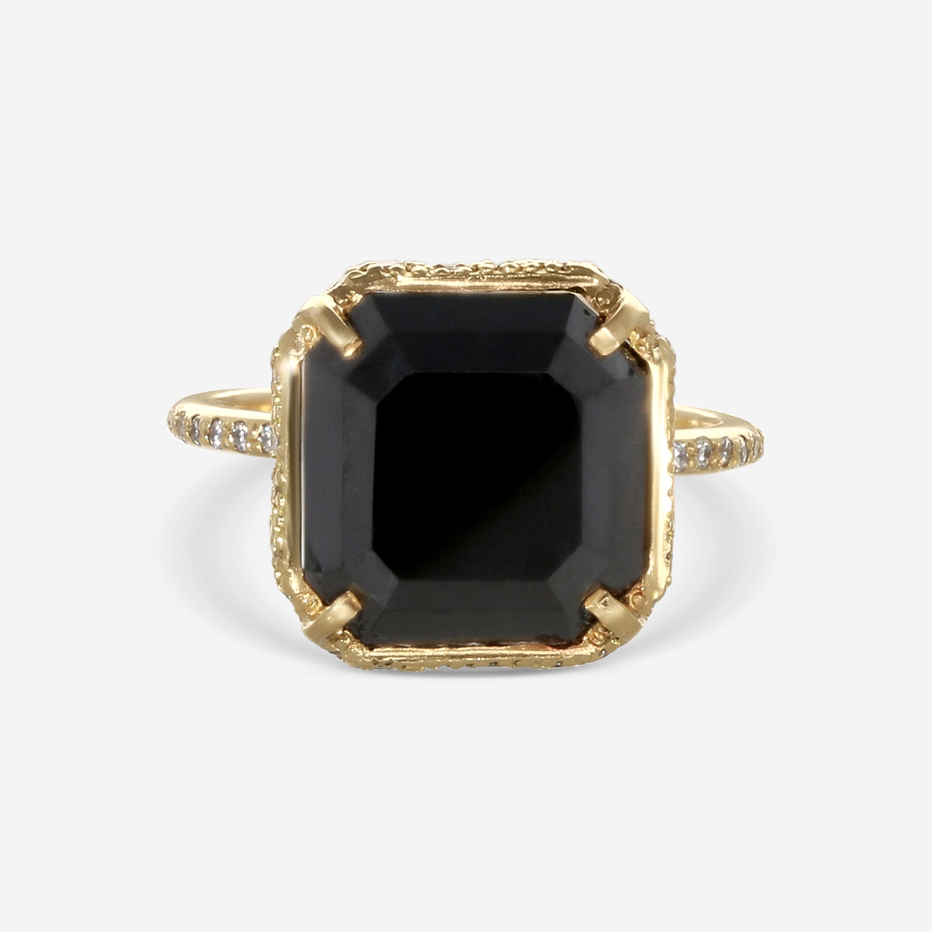 Armenta Sueno 18K Yellow Gold Black & White Diamond Statement Ring Sz. 6 18350