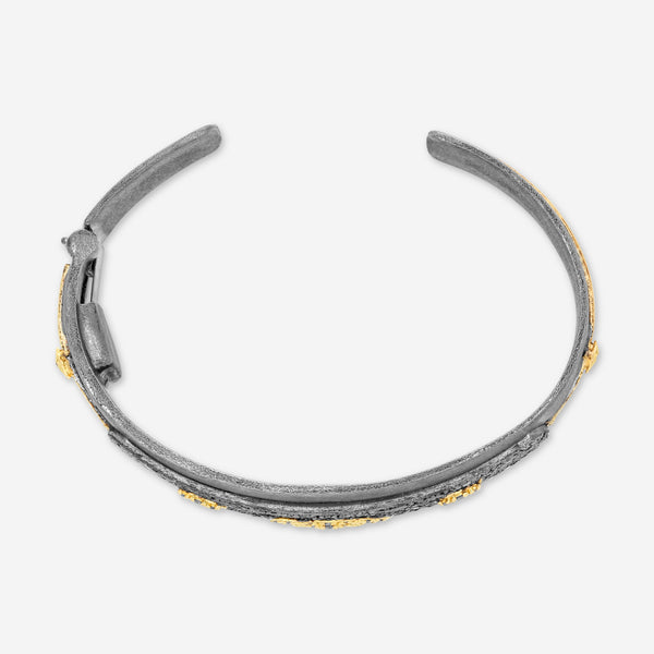 Armenta Old World 18K Yellow Gold & Grey Sterling Silver Champagne Diamond Scroll Cuff Bracelet 18745 - THE SOLIST