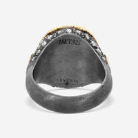 Armenta Old World 18K Yellow Gold & Blackened Sterling Silver Diamond Oval Signet Ring Sz. 7 19061 - THE SOLIST