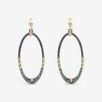 Armenta 18K Yellow Gold & Blackened Sterling Silver Champagne Diamond Oval Hoop Earrings 19918