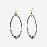 Armenta 18K Yellow Gold & Blackened Sterling Silver Champagne Diamond Oval Hoop Earrings 19918