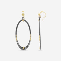 Armenta 18K Yellow Gold & Blackened Sterling Silver Champagne Diamond Oval Hoop Earrings 19918