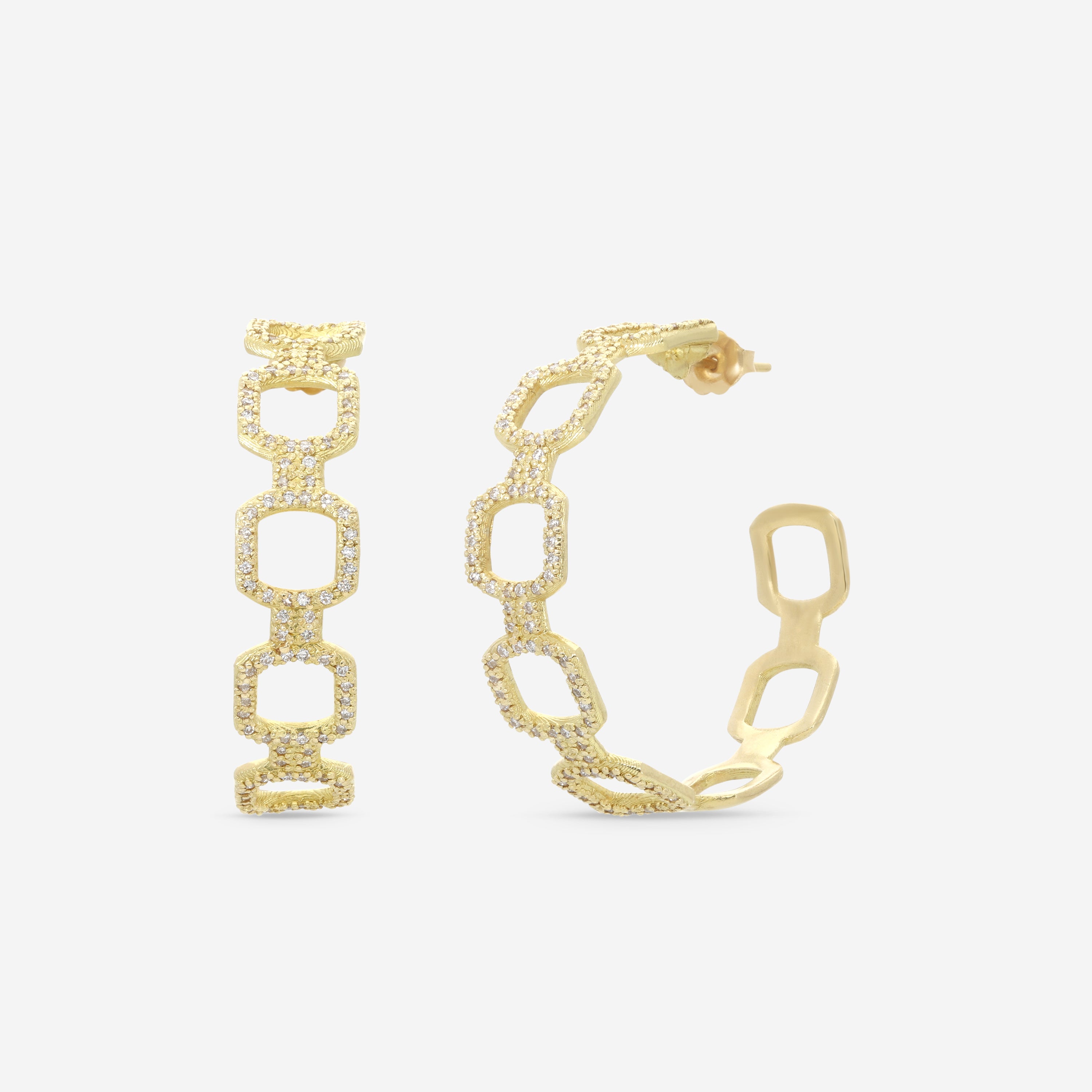 Armenta 18K Yellow Gold Diamond Paperclip Hoop Earrings 20638 - THE SOLIST