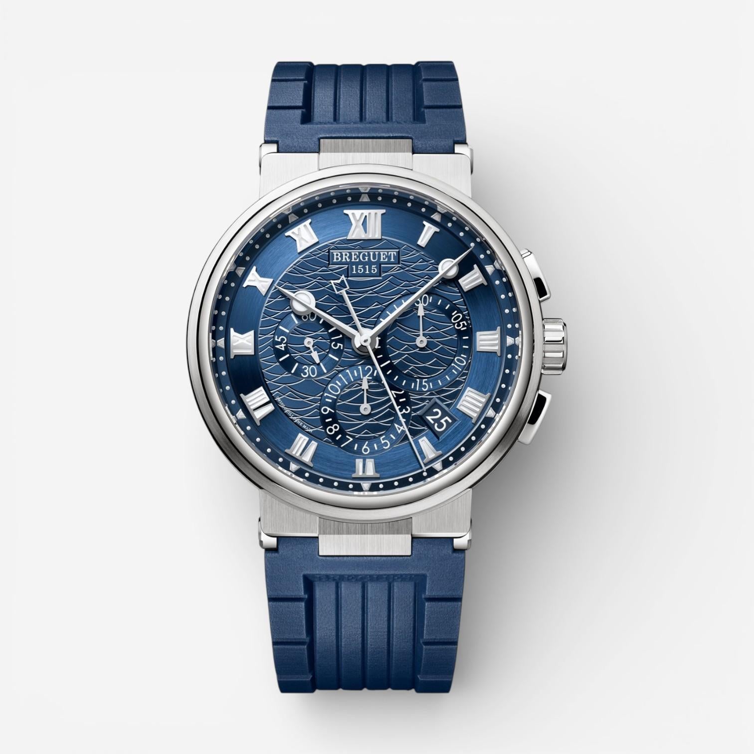 Breguet Marine Chronographe 18K White Gold Automatic Men's Watch 5527BB/Y2/5WV