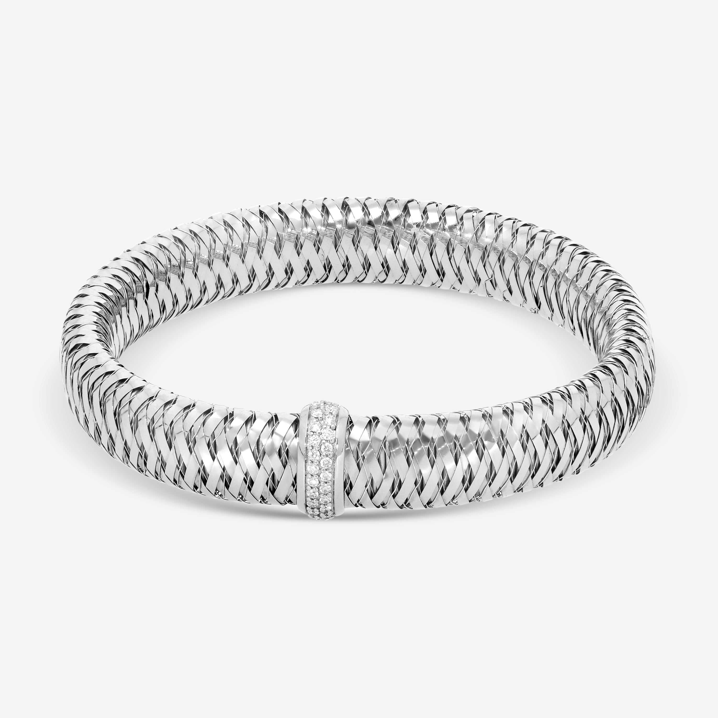 Roberto Coin Primavera 18K White Gold Diamond Large Bangle Bracelet 557717AWBAX0 - THE SOLIST