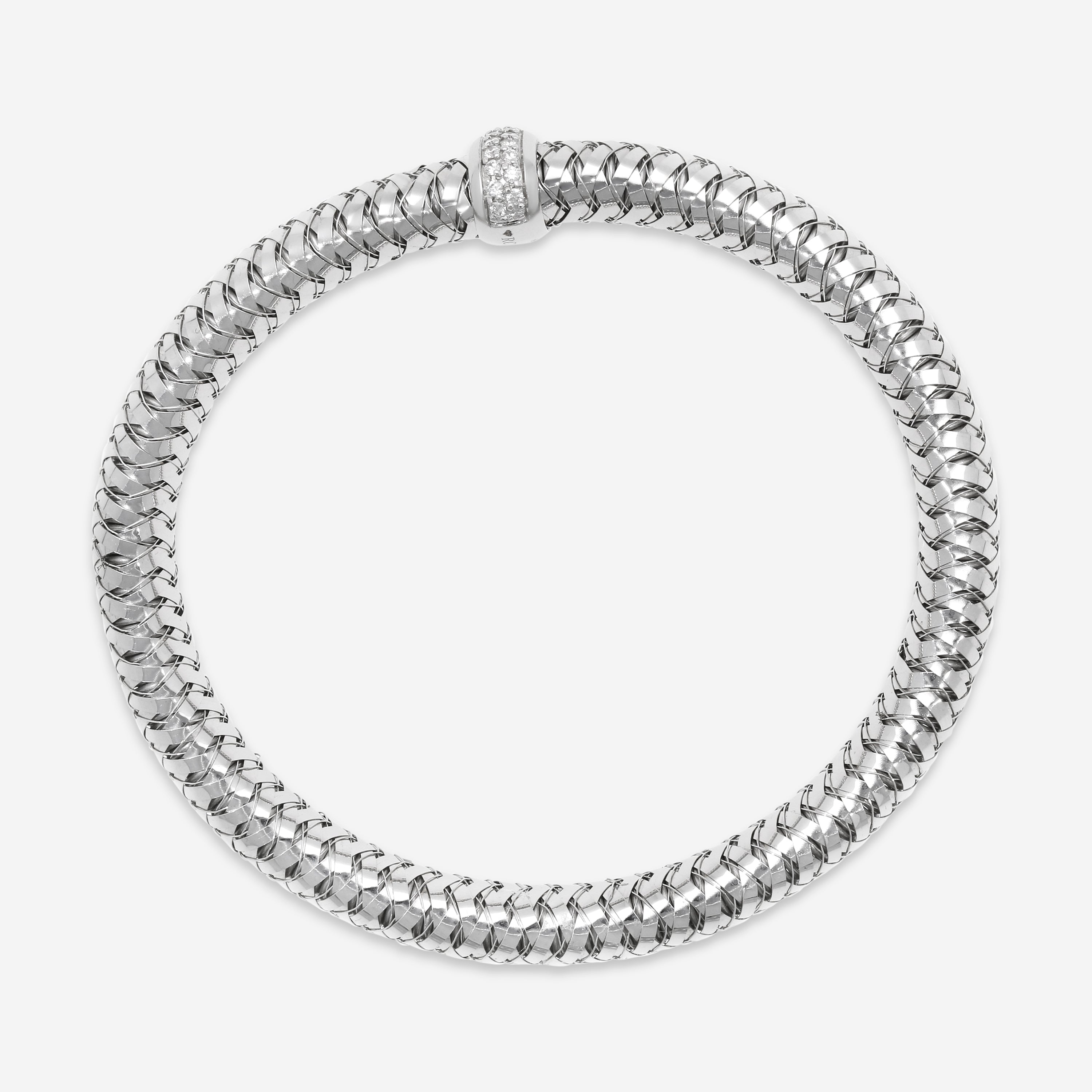 Roberto Coin Primavera 18K White Gold Diamond Large Bangle Bracelet 557717AWBAX0 - THE SOLIST