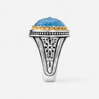 Konstantino Dome Sterling Silver & 18K Yellow Gold Mother of Blue & Blue Spinel Ring Sz. 7 DKJ972-628-S7