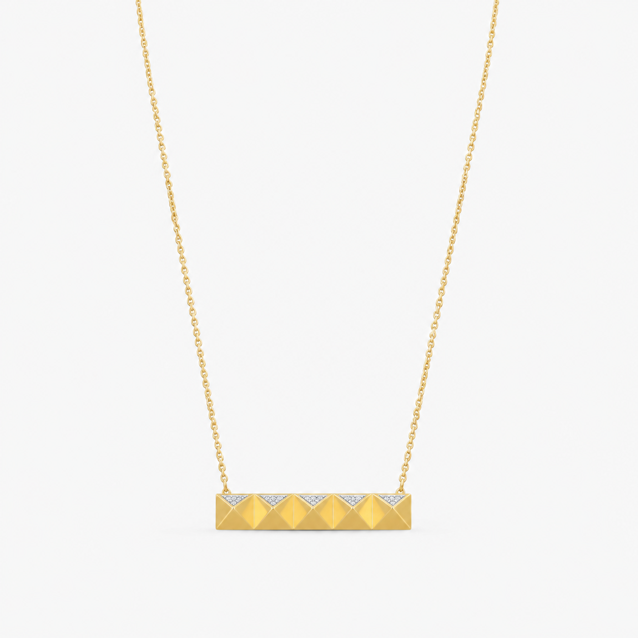 Sydney Evan Small Pyramid Bar 14K Yellow Gold Diamond Pendant Necklace NJP1081-Y16