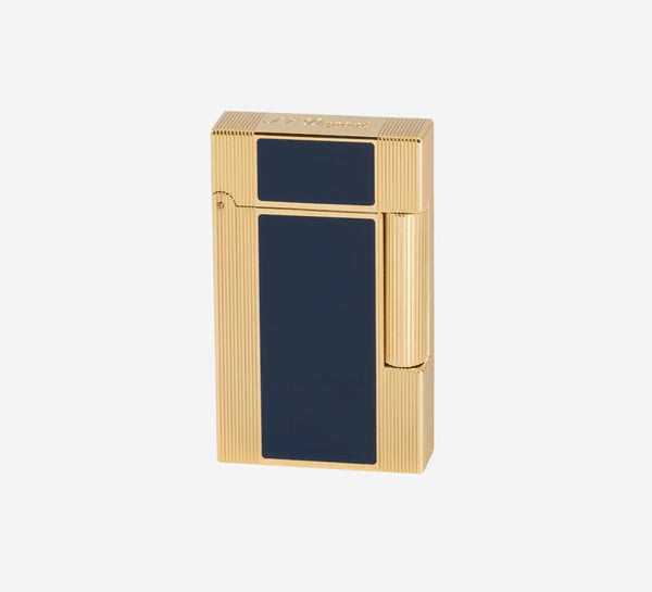 S.T. Dupont Line 2 Blue Lacquer & Yellow Gold Plated Dual Flame Lighter 16381