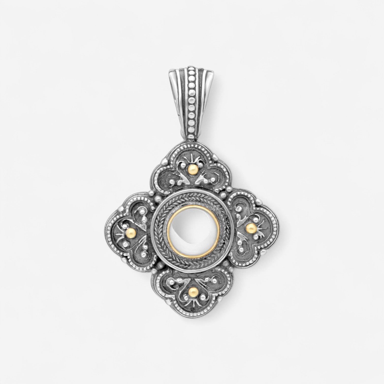 Konstantino Sterling Silver & 18K Yellow Gold Pearl Cross Pendant STKJ28-122 - THE SOLIST