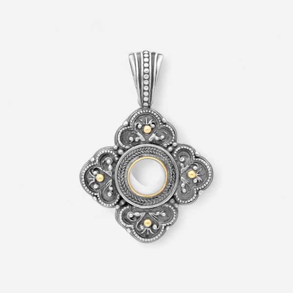 Konstantino Sterling Silver & 18K Yellow Gold Pearl Cross Pendant STKJ28-122