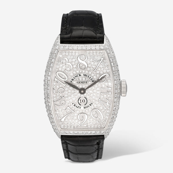 Franck Muller Citree Curvex Crazy Hours 10th Anniversary LE 18K White Gold Diamond Watch 5850CHRELDCD